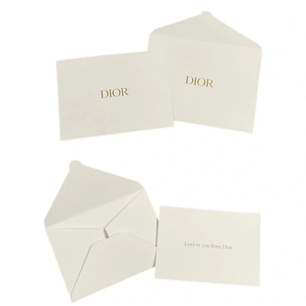 Set of 3 DIOR White Gold Gift Note Cards with Envelopes